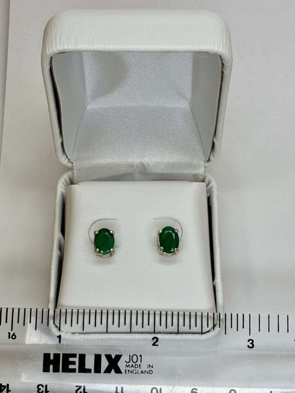 Sterling Oval Emerald Earrings